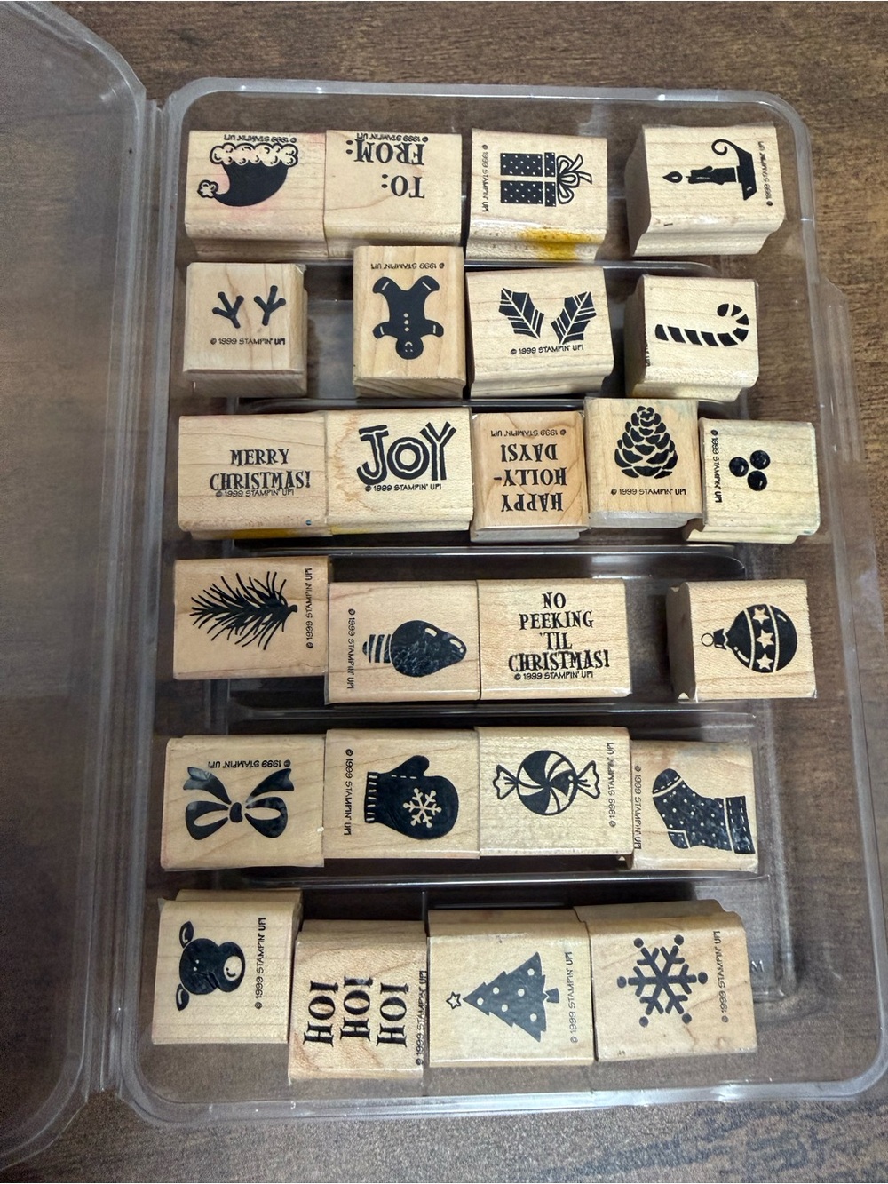 Stampin Up! Christmas Mini Wooden Stamp Set - 25 Holiday Icons
